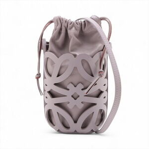 Loewe Anagram Cutout Leather Shoulder Bag Purple
